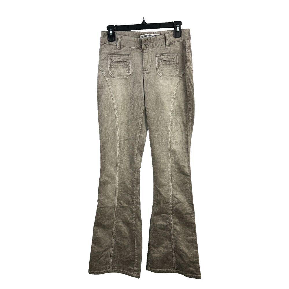 Vintage Y2K Express Pants Womens 2 Bronze Precision Fit Corduroy Flared Leg